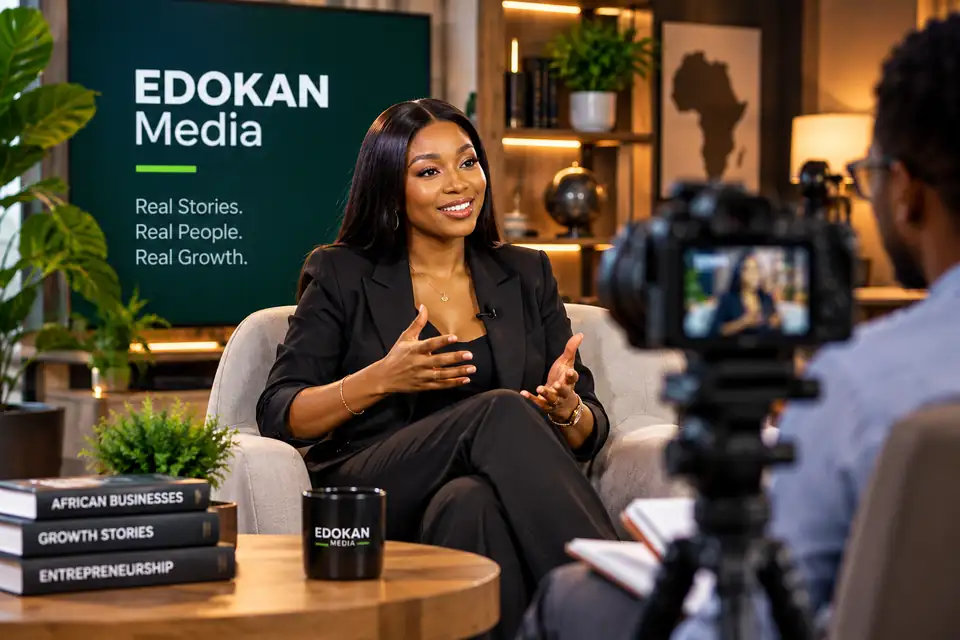 Entrepreneur being interviewed in the EDOKAN Media studio