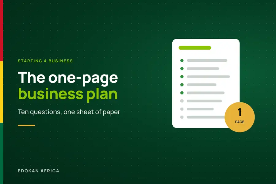The one-page business plan: get your idea out of your head and onto paper